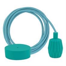 Turquoise Stripe textile cable 3 m. w/turquoise Plisse lamp holder cover