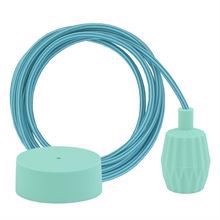 Turquoise Stripe textile cable 3 m. w/pale turquoise Plisse lamp holder cover