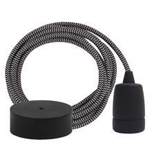 Silver Snake textile cable 3 m. w/black Copenhagen lamp holder cover