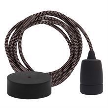 Copper Snake textile cable 3 m. w/black Copenhagen lamp holder cover