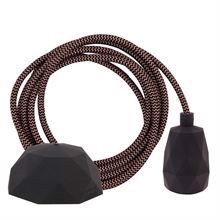 Copper Snake textile cable 3 m. w/black Facet lamp holder cover