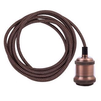 Copper Snake textile cable 3 m. w/dark copper E27