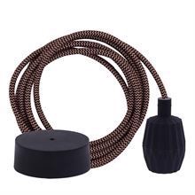 Copper Snake textile cable 3 m. w/black Plisse lamp holder cover