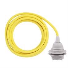 Dusty Yellow textile cable 3 m. w/plastic lamp holder w/rings