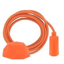 Dusty Orange textile cable 3 m. w/deep orange Hexa lamp holder cover E14