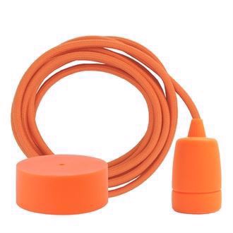 Dusty Orange textile cable 3 m. w/deep orange Copenhagen lamp holder cover