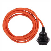 Dusty Deep orange textile cable 3 m. w/bakelite lamp holder w/rings