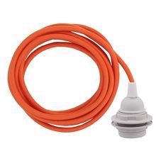 Dusty Deep orange textile cable 3 m. w/plastic lamp holder w/rings