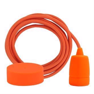 Dusty Deep orange textile cable 3 m. w/orange Copenhagen lamp holder cover