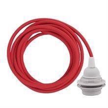 Dusty Red textile cable 3 m. w/plastic lamp holder w/rings