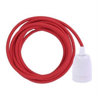 Dusty Red textile cable 3 m. w/white porcelain
