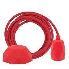 Dusty Red textile cable 3 m. w/red Facet lamp holder cover