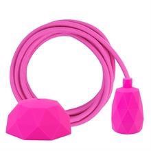 Dusty Hot pink textile cable 3 m. w/hot pink Facet lamp holder cover