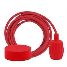 Dusty Red textile cable 3 m. w/red Plisse lamp holder cover
