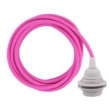 Dusty Hot pink textile cable 3 m. w/plastic lamp holder w/rings