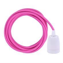 Dusty Hot pink textile cable 3 m. w/white porcelain
