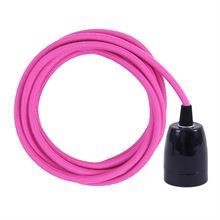 Dusty Hot pink textile cable 3 m. w/black porcelain