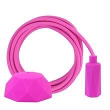 Dusty Hot pink textile cable 3 m. w/hot pink Hexa lamp holder cover E14