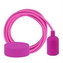 Dusty Hot pink textile cable 3 m. w/hot pink New lamp holder cover
