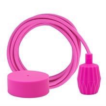 Dusty Hot pink textile cable 3 m. w/hot pink Plisse lamp holder cover