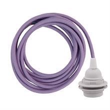 Dusty Lilac textile cable 3 m. w/plastic lamp holder w/rings