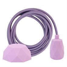 Dusty Lilac textile cable 3 m. w/lilac Facet lamp holder cover