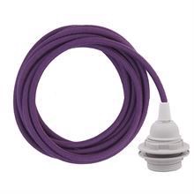 Dusty Purple textile cable 3 m. w/plastic lamp holder w/rings
