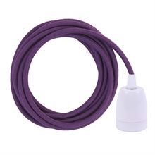 Dusty Purple textile cable 3 m. w/white porcelain