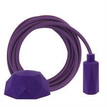 Dusty Purple textile cable 3 m. w/purple Hexa lamp holder cover E14