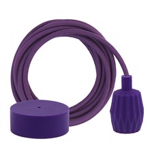 Dusty Purple textile cable 3 m. w/purple Plisse lamp holder cover
