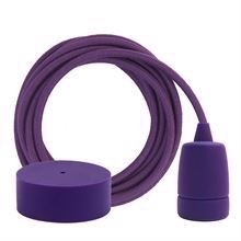 Dusty Purple textile cable 3 m. w/purple Copenhagen lamp holder cover