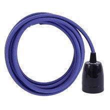 Dusty Dark blue textile cable 3 m. w/black porcelain