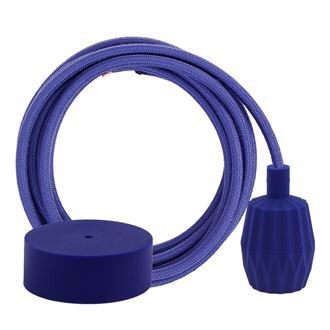 Dusty Dark blue textile cable 3 m. w/dark blue Plisse lamp holder cover