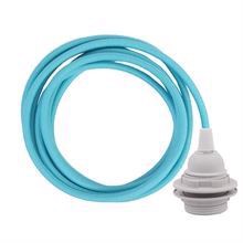 Dusty Clear blue textile cable 3 m. w/plastic lamp holder w/rings