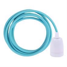 Dusty Clear blue textile cable 3 m. w/white porcelain