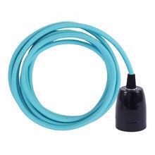 Dusty Clear blue textile cable 3 m. w/black porcelain