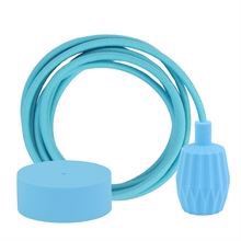 Dusty Clear blue textile cable 3 m. w/clear blue Plisse lamp holder cover