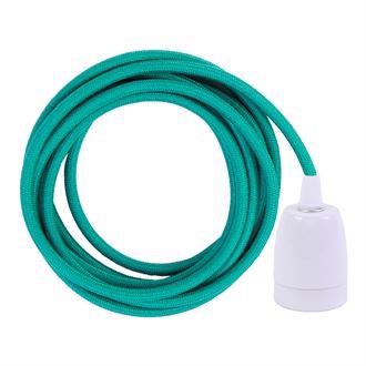 Dusty Turquoise textile cable 3 m. w/white porcelain