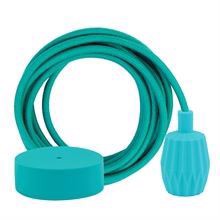Dusty Turquoise textile cable 3 m. w/turquoise Plisse lamp holder cover
