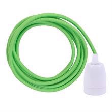 Dusty Lime green textile cable 3 m. w/white porcelain
