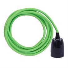 Dusty Lime green textile cable 3 m. w/black porcelain