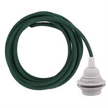 Dusty Dark green textile cable 3 m. w/plastic lamp holder w/rings