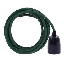 Dusty Dark green textile cable 3 m. w/black porcelain
