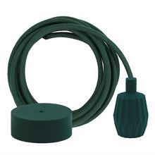 Dusty Dark green textile cable 3 m. w/dark green Plisse lamp holder cover