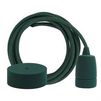 Dusty Dark green textile cable 3 m. w/dark green Copenhagen lamp holder cover