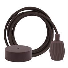 Dusty Brown textile cable 3 m. w/brown Plisse lamp holder cover