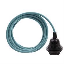 Dusty Ocean blue textile cable 3 m. w/bakelite lamp holder w/rings