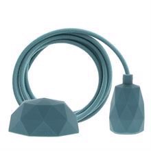 Dusty Ocean blue textile cable 3 m. w/ocean blue Facet lamp holder cover