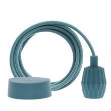 Dusty Ocean blue textile cable 3 m. w/ocean blue Plisse lamp holder cover