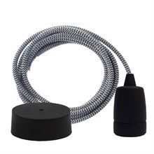 Dusty Black Snake textile cable 3 m. w/black Copenhagen lamp holder cover